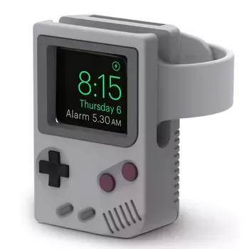 Microsonic Apple Watch SE 3 44mm Masaüstü Şarj Standı Gameboy Gri