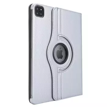 Microsonic Apple iPad Pro 11`` 2022 4. Nesil Kılıf (A2759-A2435-A2761-A2762) 360 Rotating Stand Deri Gümüş