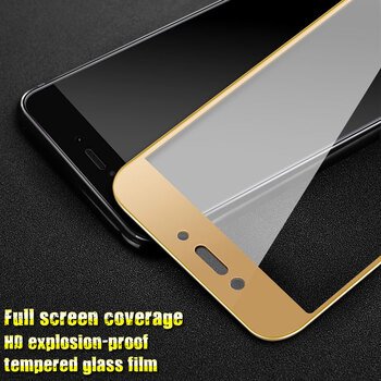 Microsonic Xiaomi Redmi 4X Kavisli Temperli Cam Ekran Koruyucu Film Gold