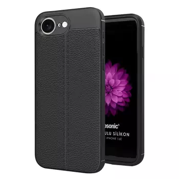 Microsonic Apple iPhone 16e Kılıf Deri Dokulu Silikon Siyah