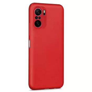 Microsonic Matte Silicone Xiaomi Poco F3 Kılıf Kırmızı