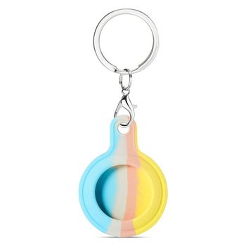 Microsonic Apple AirTag Kılıf Painted Rainbow Pattern Mavi Sarı