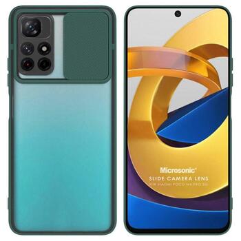 Microsonic Xiaomi Poco M4 Pro Kılıf Slide Camera Lens Protection Koyu Yeşil