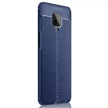 Microsonic Xiaomi Redmi Note 9 Pro Max Kılıf Deri Dokulu Silikon Lacivert