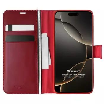 Microsonic Apple iPhone 17 Pro Max Kılıf Delux Leather Wallet Kırmızı
