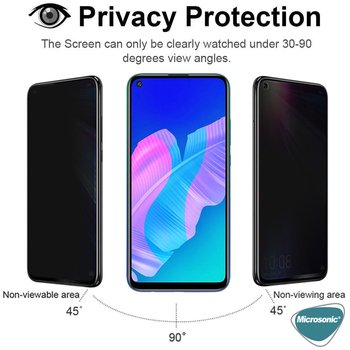 Microsonic Huawei Y7P Invisible Privacy Kavisli Ekran Koruyucu Siyah