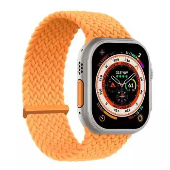 Microsonic Apple Watch SE 3 44mm Kordon, (Large Size, 160mm) Knitted Fabric Single Loop Turuncu