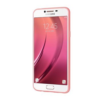 CaseUp Samsung Galaxy C7 Lazer Kesim Silikon Kılıf Rose Gold