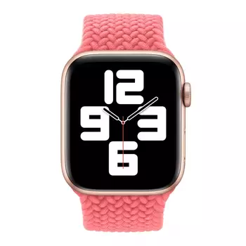 Microsonic Apple Watch Series 7 41mm Kordon, (Medium Size, 147mm) Braided Solo Loop Band Pembe