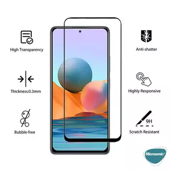 Microsonic Xiaomi Redmi Note 11 SE Kavisli Temperli Cam Ekran Koruyucu Film Siyah