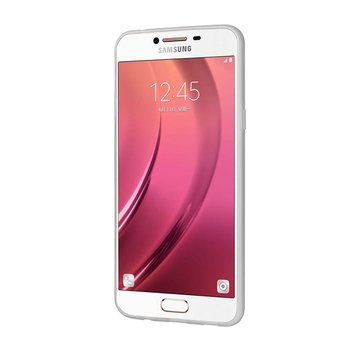 CaseUp Samsung Galaxy C7 Lazer Kesim Silikon Kılıf Gümüş