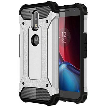 Microsonic Motorola Moto G4 Plus Kılıf Rugged Armor Gümüş