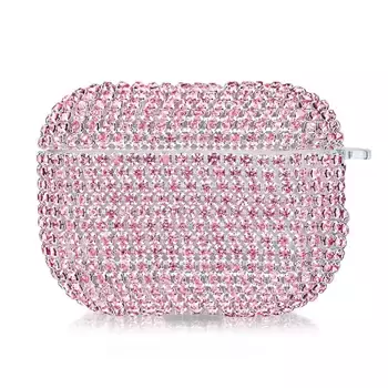 Microsonic Airpods 4.Nesil / ANC Kılıf Diamond Swarovski Görünümlü Taşlı Pembe
