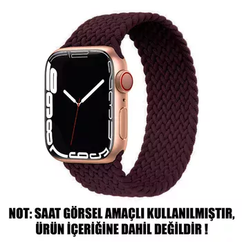 Microsonic Apple Watch Ultra 2 Kordon, (Large Size, 160mm) Braided Solo Loop Band Koyu Bordo