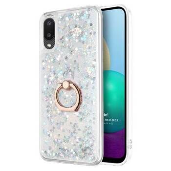 Microsonic Samsung Galaxy A02 Kılıf Glitter Liquid Holder Gümüş