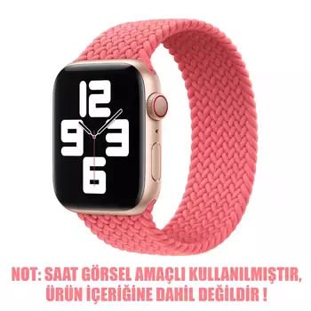 Microsonic Apple Watch Series 7 41mm Kordon, (Small Size, 127mm) Braided Solo Loop Band Pembe