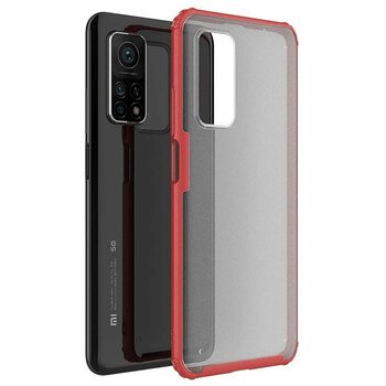 Microsonic Xiaomi Mi 10T Pro Kılıf Frosted Frame Kırmızı