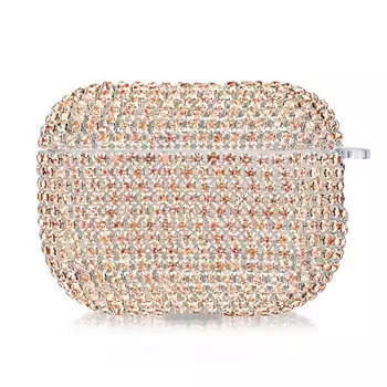 Microsonic Airpods 4.Nesil / ANC Kılıf Diamond Swarovski Görünümlü Taşlı Rose Gold