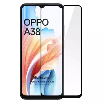 Microsonic Oppo A38 Tam Kaplayan Temperli Cam Ekran Koruyucu Siyah