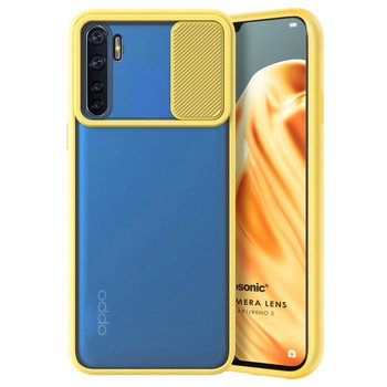 Microsonic Oppo Reno 3 Kılıf Slide Camera Lens Protection Sarı