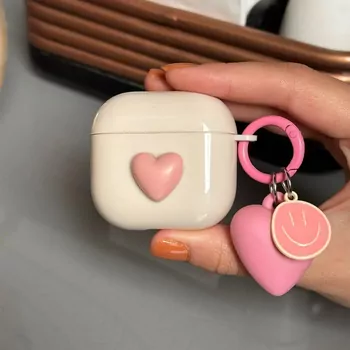 Microsonic Xiaomi Redmi Buds 3 Kılıf Süslü Kalp Desenli Pembe
