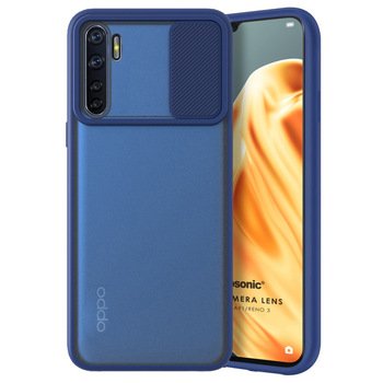 Microsonic Oppo Reno 3 Kılıf Slide Camera Lens Protection Lacivert