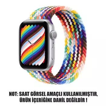 Microsonic Apple Watch Series 6 44mm Kordon, (Medium Size, 147mm) Braided Solo Loop Band Pride Edition