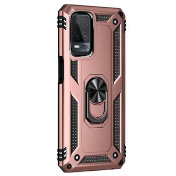 Microsonic Oppo A54 4G Kılıf Military Ring Holder Rose Gold