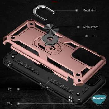 Microsonic Oppo A54 4G Kılıf Military Ring Holder Rose Gold