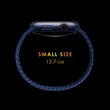 Microsonic Apple Watch SE 3 44mm Kordon, (Small Size, 127mm) Knitted Fabric Single Loop Gökkuşağı