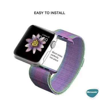 Microsonic Apple Watch SE 3 44mm Kordon Luxe Metal Twist Iridescent