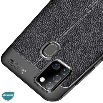 Microsonic Samsung Galaxy A21s Kılıf Deri Dokulu Silikon Kırmızı