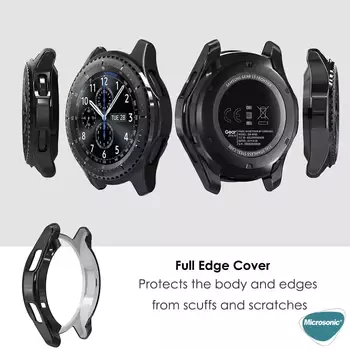 Microsonic Samsung Galaxy Watch 4 Classic 42mm Kılıf 360 Full Round Soft Silicone Siyah