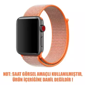 Microsonic Apple Watch Series 8 45mm Hasırlı Kordon Woven Sport Loop Turuncu