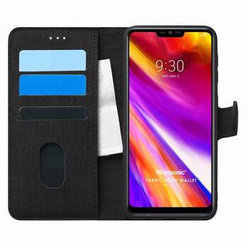 Microsonic LG G7 ThinQ Kılıf Fabric Book Wallet Siyah