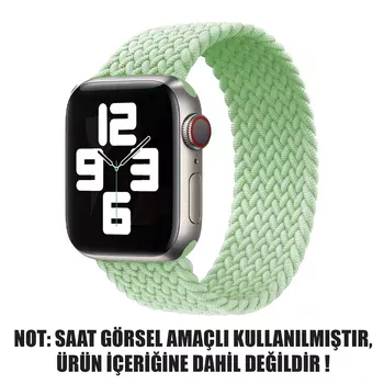 Microsonic Apple Watch Ultra 2 Kordon, (Small Size, 127mm) Braided Solo Loop Band Açık Yeşil