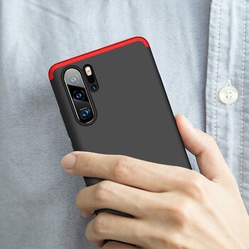 Microsonic Huawei P30 Pro Kılıf Double Dip 360 Protective AYS Siyah - Kırmızı