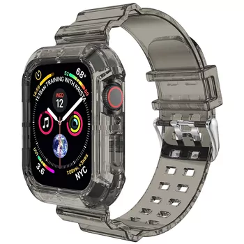 Microsonic Apple Watch SE 3 44mm Kordon Transparent Clear Band Siyah