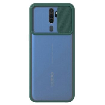 Microsonic Oppo A5 2020 Kılıf Slide Camera Lens Protection Koyu Yeşil