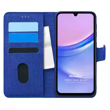 Microsonic Samsung Galaxy A15 Kılıf Fabric Book Wallet Lacivert