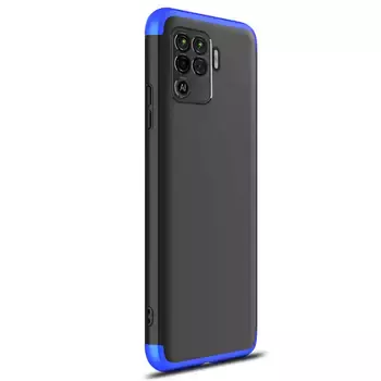 Microsonic Oppo Reno 5 Lite Kılıf Double Dip 360 Protective Siyah Mavi