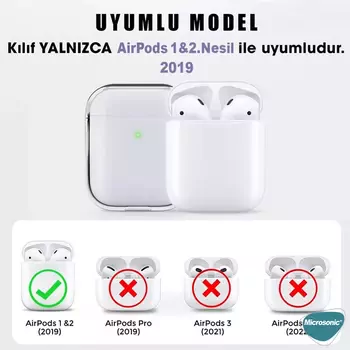 Microsonic AirPods 1. Nesil / 2. Nesil Kılıf Transparent Clear Soft Şeffaf