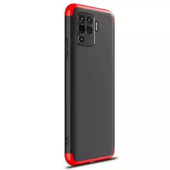 Microsonic Oppo Reno 5 Lite Kılıf Double Dip 360 Protective Siyah Kırmızı