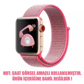 Microsonic Apple Watch Series 8 45mm Hasırlı Kordon Woven Sport Loop Pembe