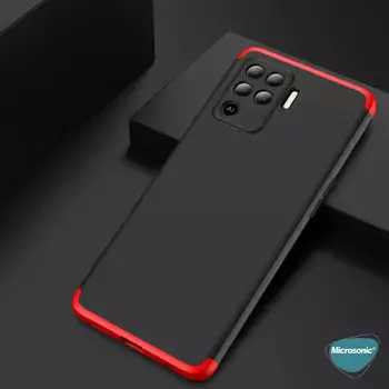 Microsonic Oppo Reno 5 Lite Kılıf Double Dip 360 Protective Siyah Gri