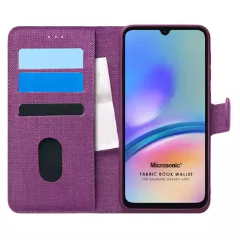 Microsonic Samsung Galaxy A05s Kılıf Fabric Book Wallet Mor