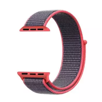 Microsonic Apple Watch Series 8 45mm Hasırlı Kordon Woven Sport Loop Koyu Pembe