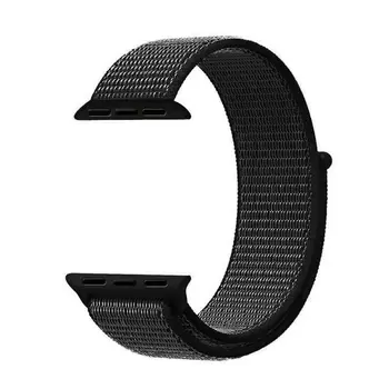 Microsonic Apple Watch Series 8 45mm Hasırlı Kordon Woven Sport Loop Siyah