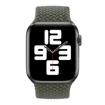 Microsonic Apple Watch SE 44mm Kordon, (Medium Size, 147mm) Braided Solo Loop Band Koyu Yeşil