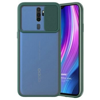 Microsonic Oppo A9 2020 Kılıf Slide Camera Lens Protection Koyu Yeşil